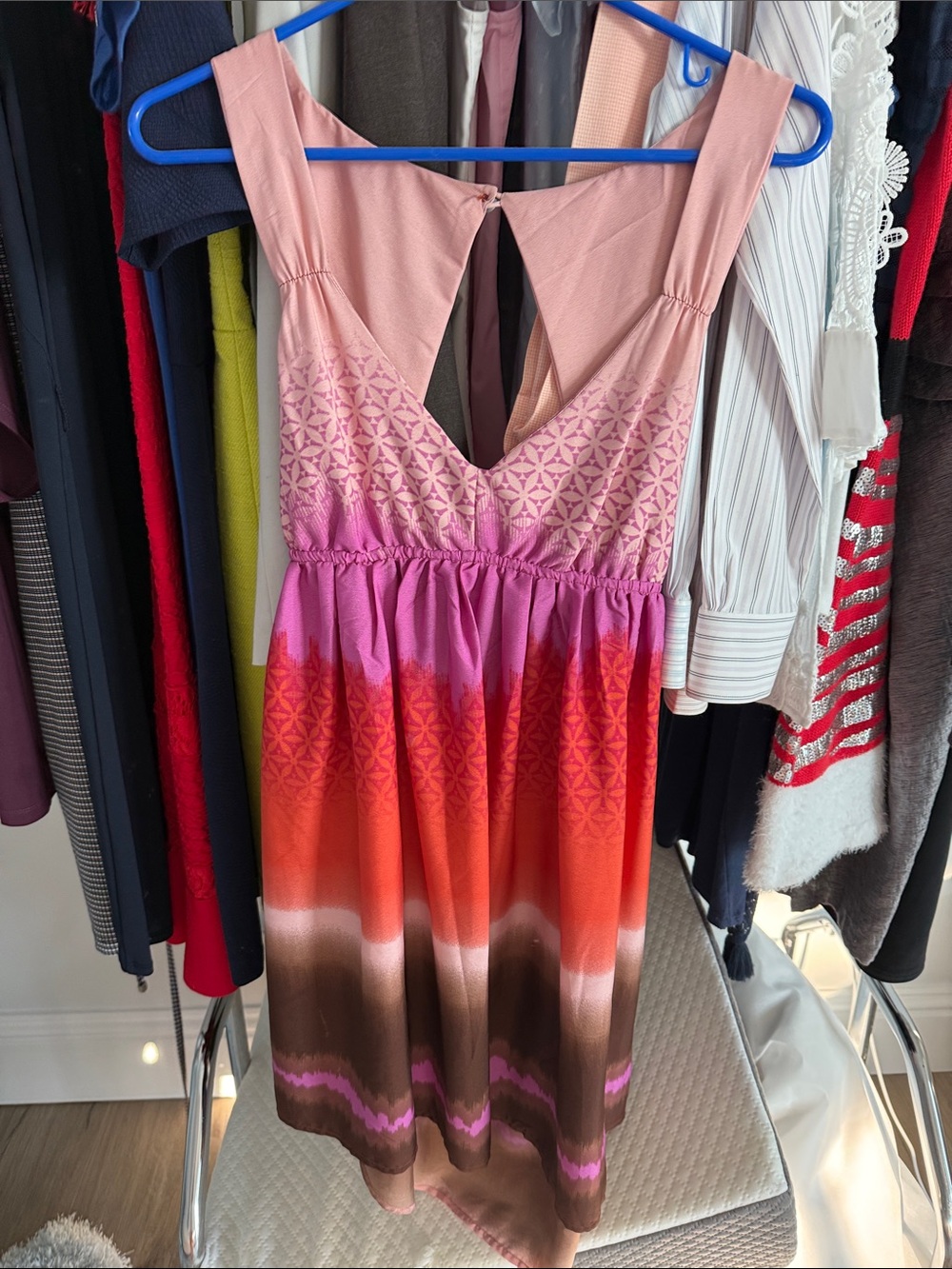 Roxy Pink to Brown Ombre Sleeveless Midi Dress